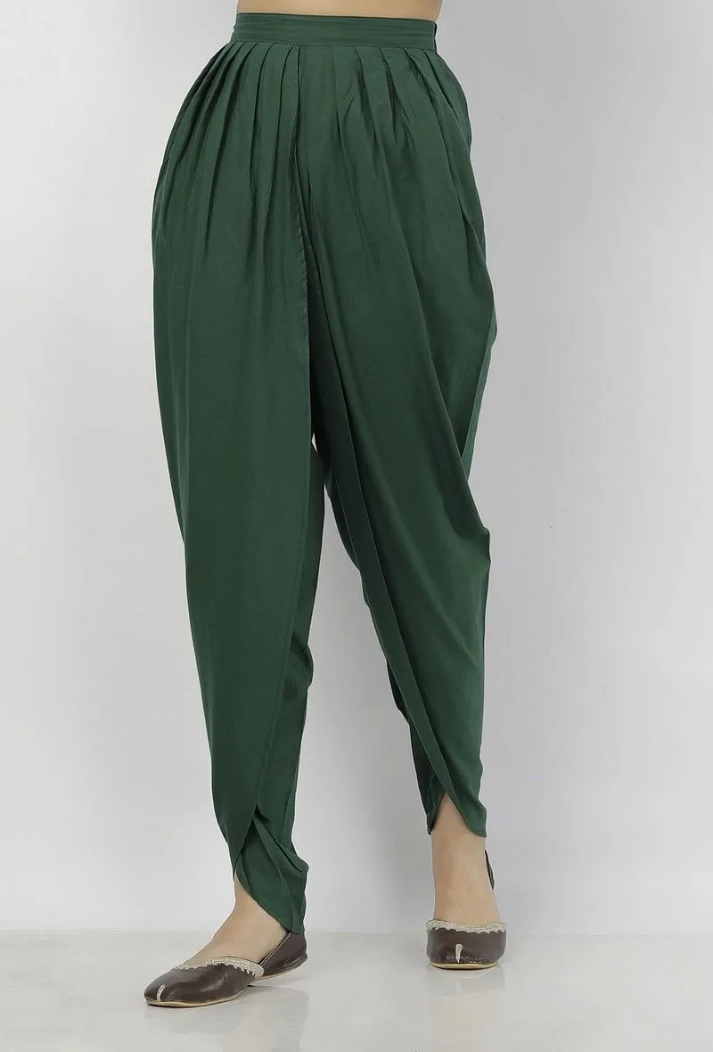 Irvin Plain Bottle Green Cotton Dhoti