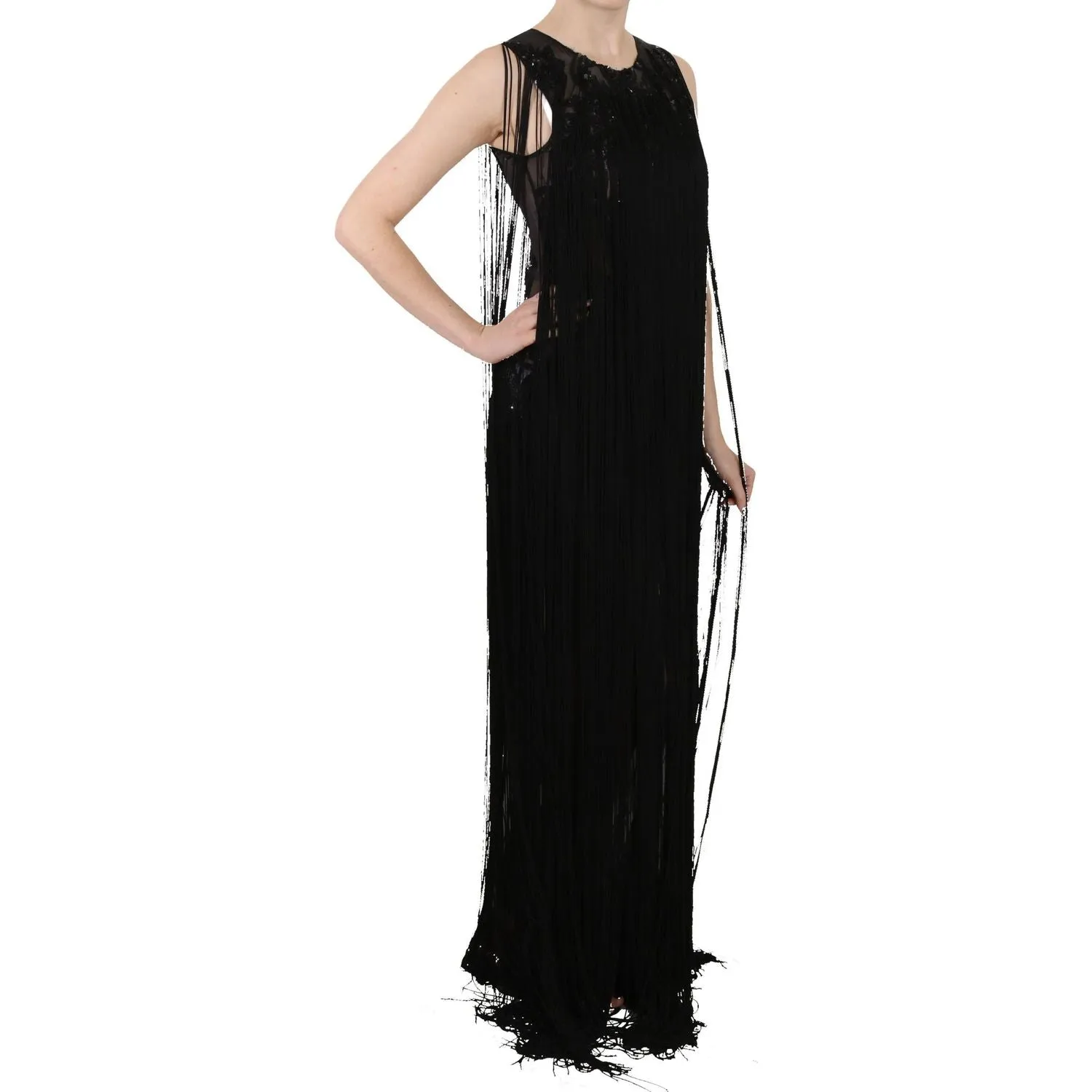 John Richmond Sheer Sequined Maxi Elegance Dress