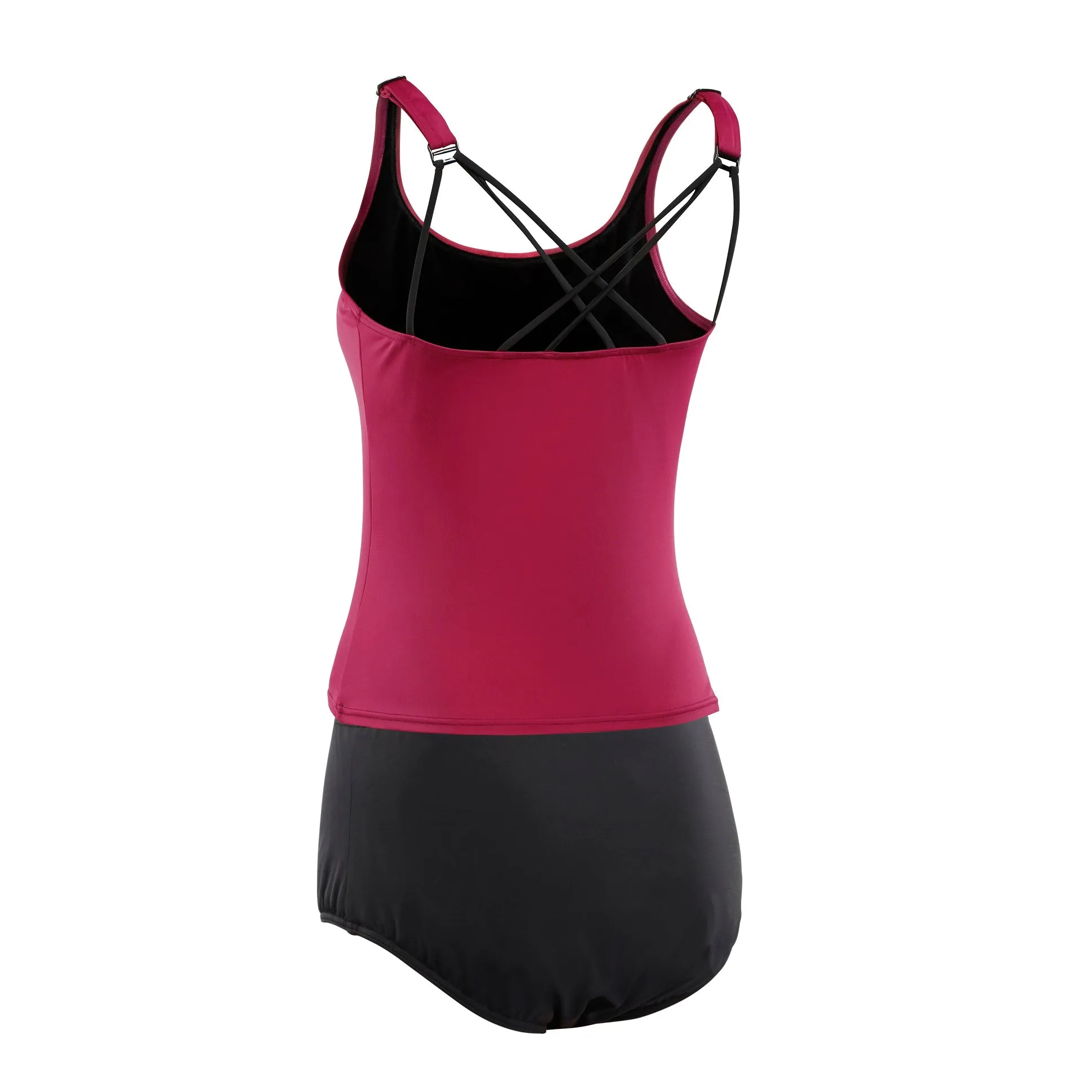 Kes-Vir Ladies Tankini with Briefs Cherry/Black