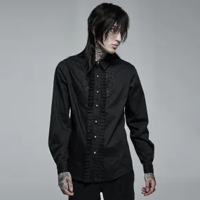 Men's Gothic Floral Embroidered Ruffled Shirt