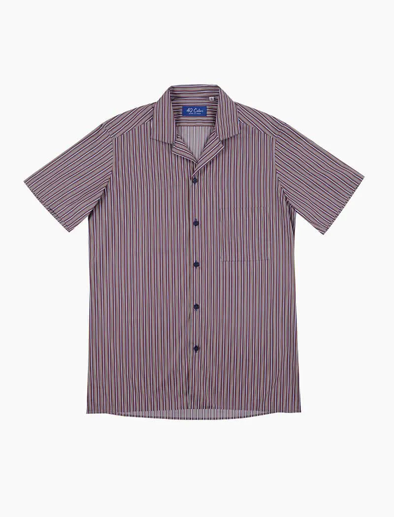 Multi Striped Cotton Short Sleeve Shirt