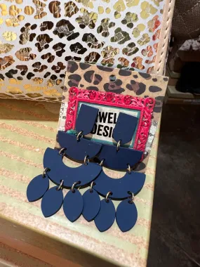 Navy Tier Drop Earrings