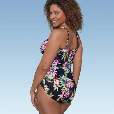 New - Aqua Green Shape   Style Women's One Piece Swimsuit V-Neck, Floral Print 14