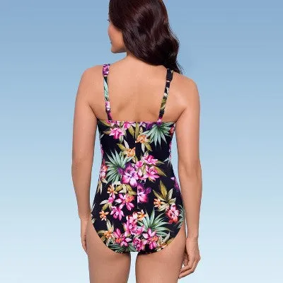 New - Aqua Green Shape   Style Women's One Piece Swimsuit V-Neck, Floral Print 14