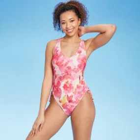 New - Shade & Shore Women's High Leg One Piece Swimsuit Medium Coverage, Floral S