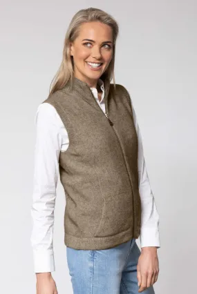 Noble Wilde - Gilet Vest in Merino Wool and Possum Fur, Latte