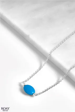 Oval Blue Stone Necklace