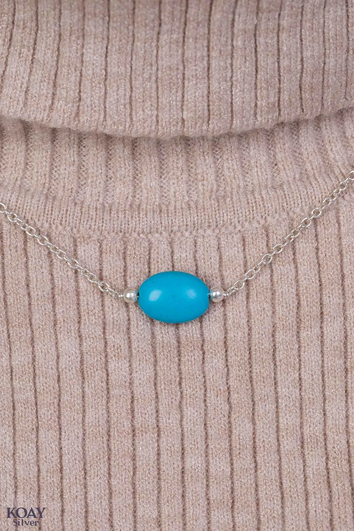 Oval Blue Stone Necklace