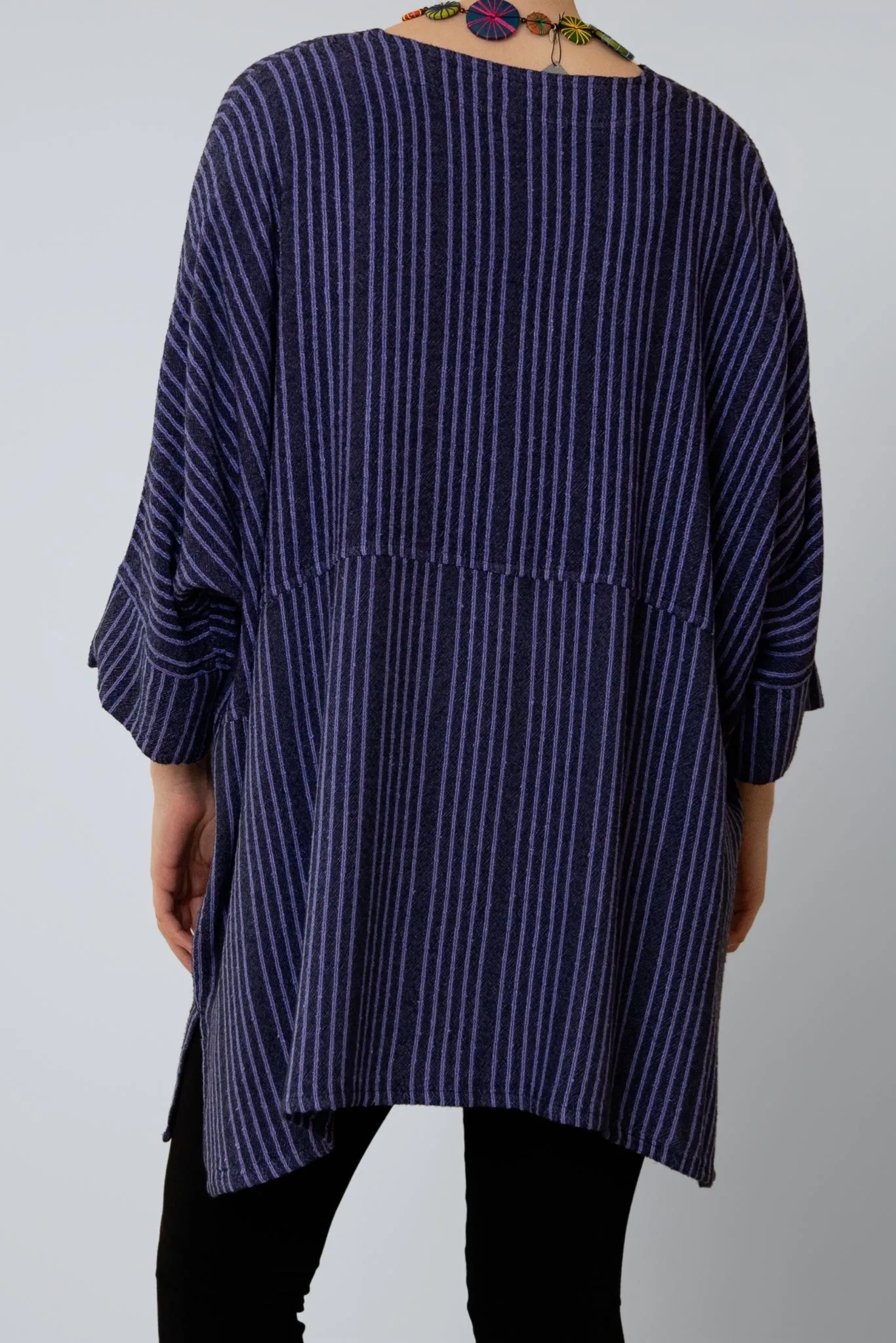 Oversize Top - Lapis Shadow Stripe