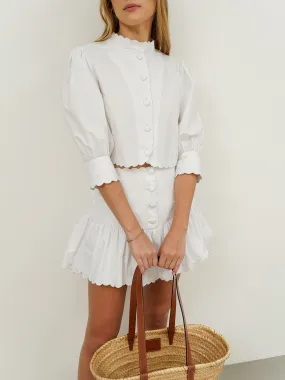 Paulette Scalloped Cotton Shirt | White