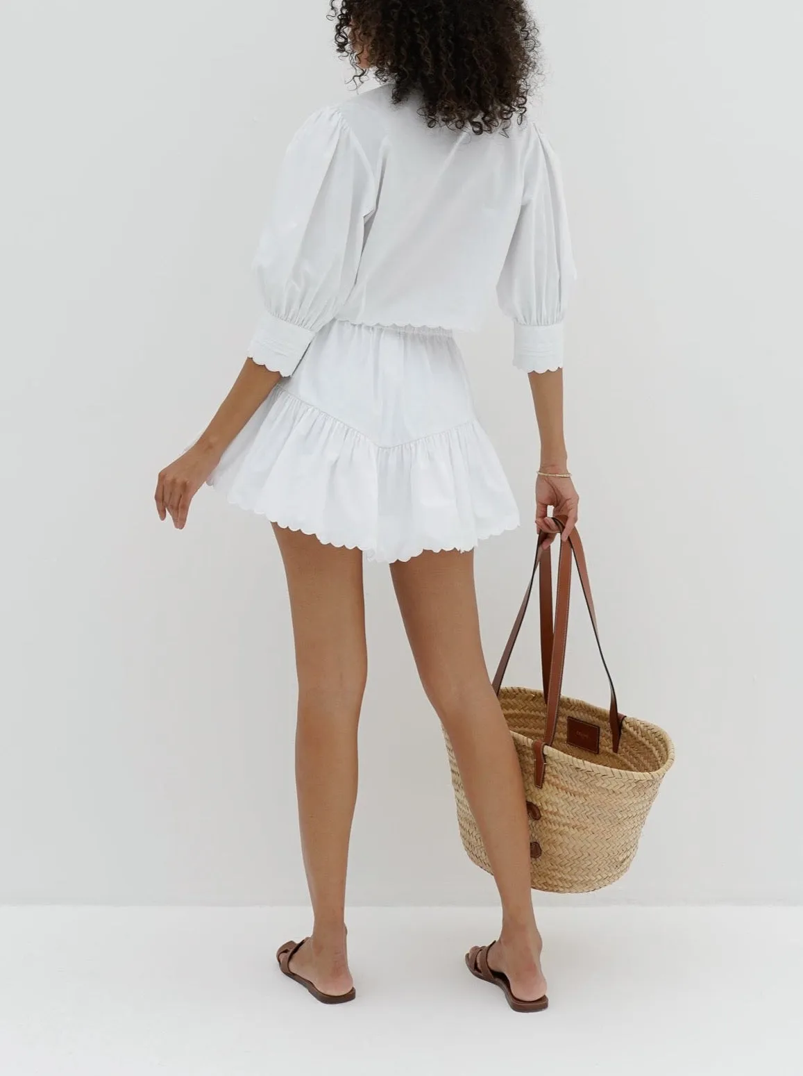 Paulette Scalloped Cotton Shirt | White