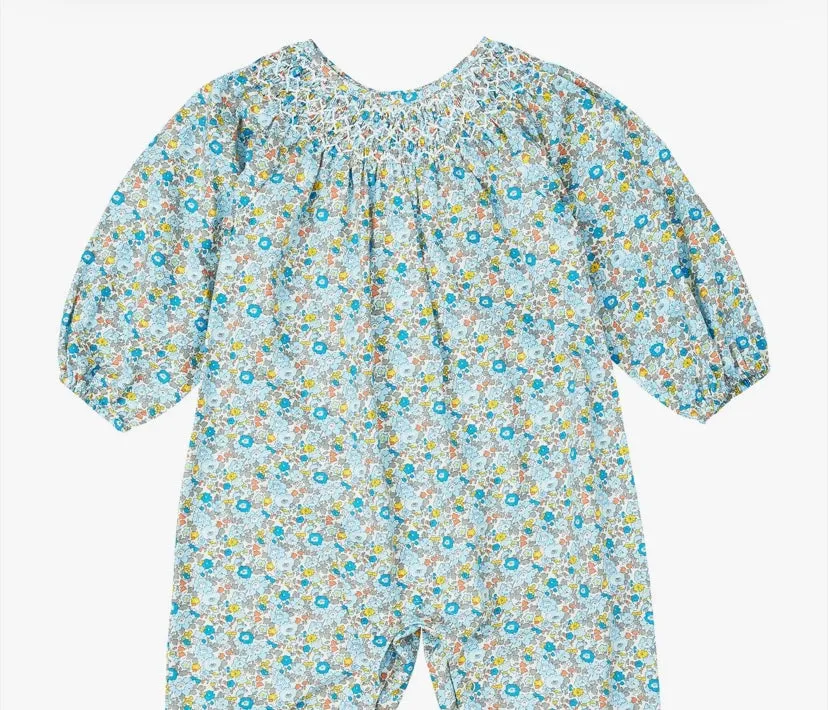 PETITE CONFECTION~ Floral smocked onsie