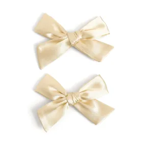 Pigtail Bows - Vanilla Satin