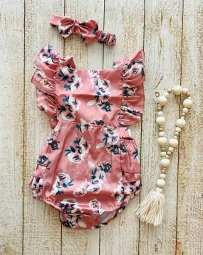 Pink Floral Romper