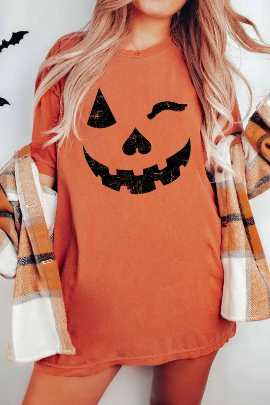 Pumpkin Smiley Wink Graphic Tee