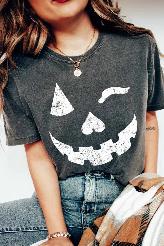 Pumpkin Smiley Wink Graphic Tee