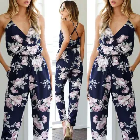 "Diana" V Neck Spaghetti Strap Jumpsuit