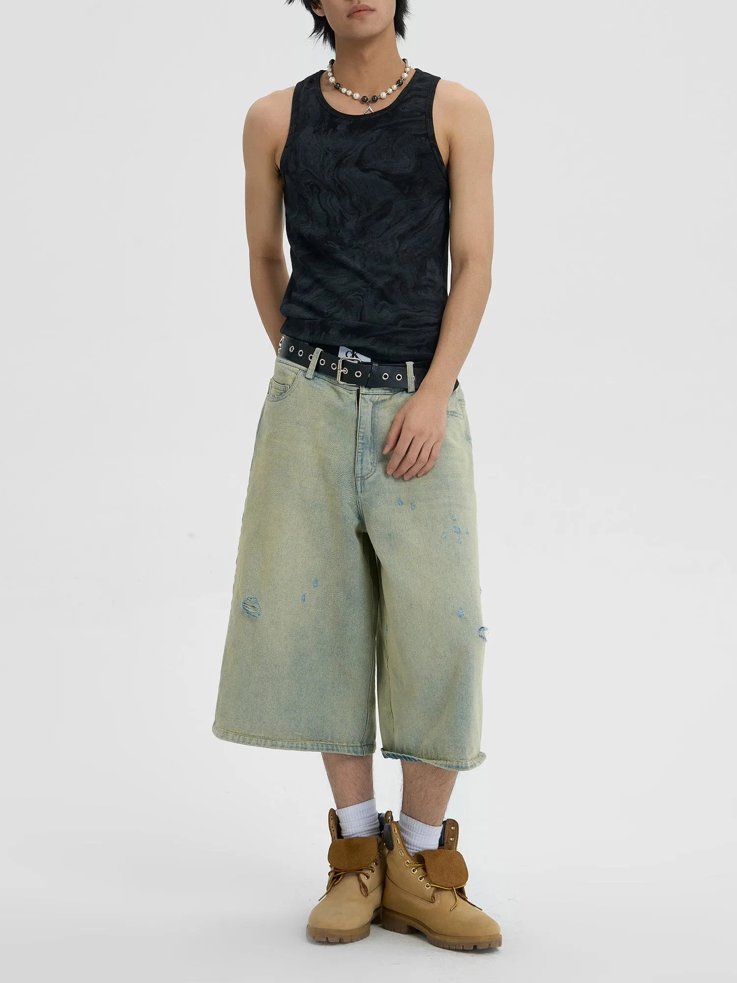 Retro Cropped Summer Denim Hip-hop Jorts - 2078