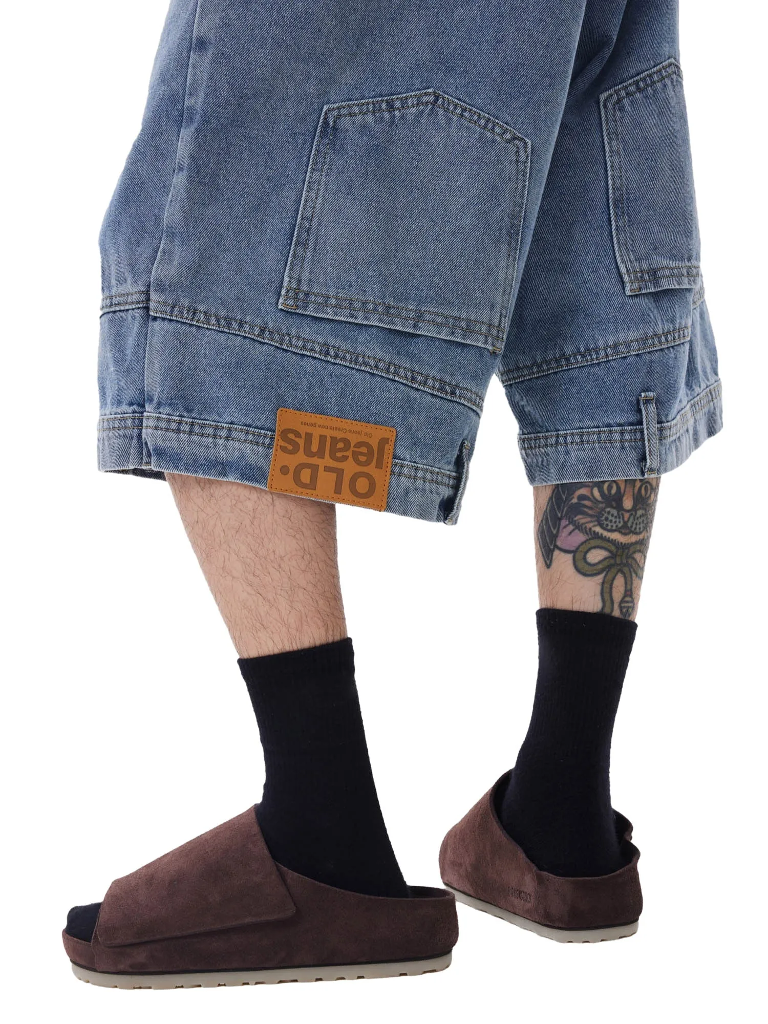 Retro Reverse Design Washed Denim Jorts - 2080