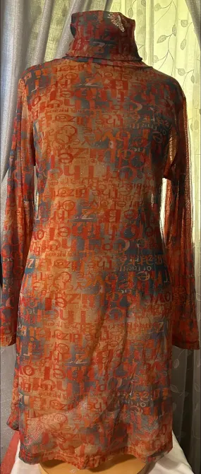 Semi Sheer Orange Word Dress