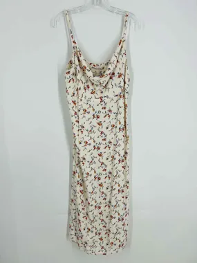 Size XL Wh/Bl/Rd Floral Cowlneck Designer Dress