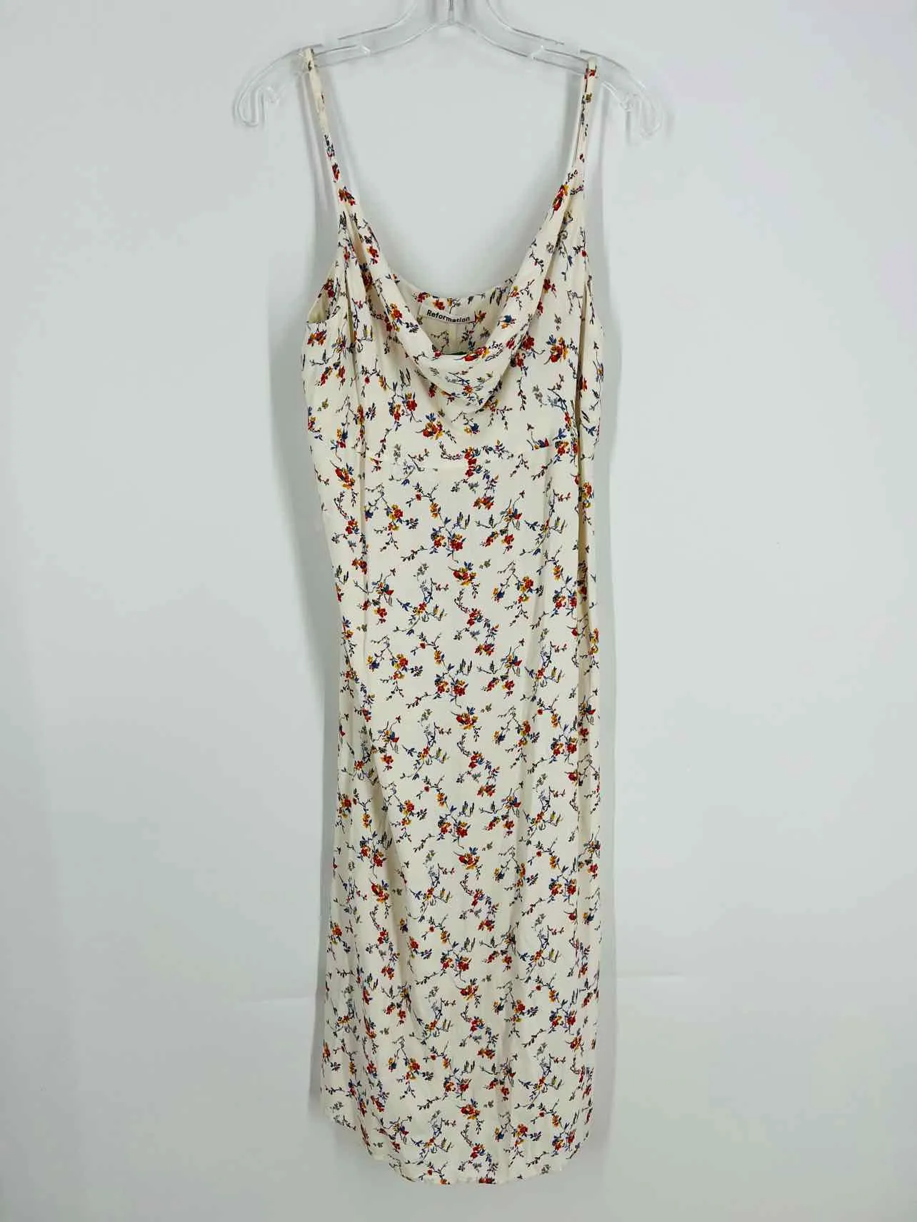 Size XL Wh/Bl/Rd Floral Cowlneck Designer Dress