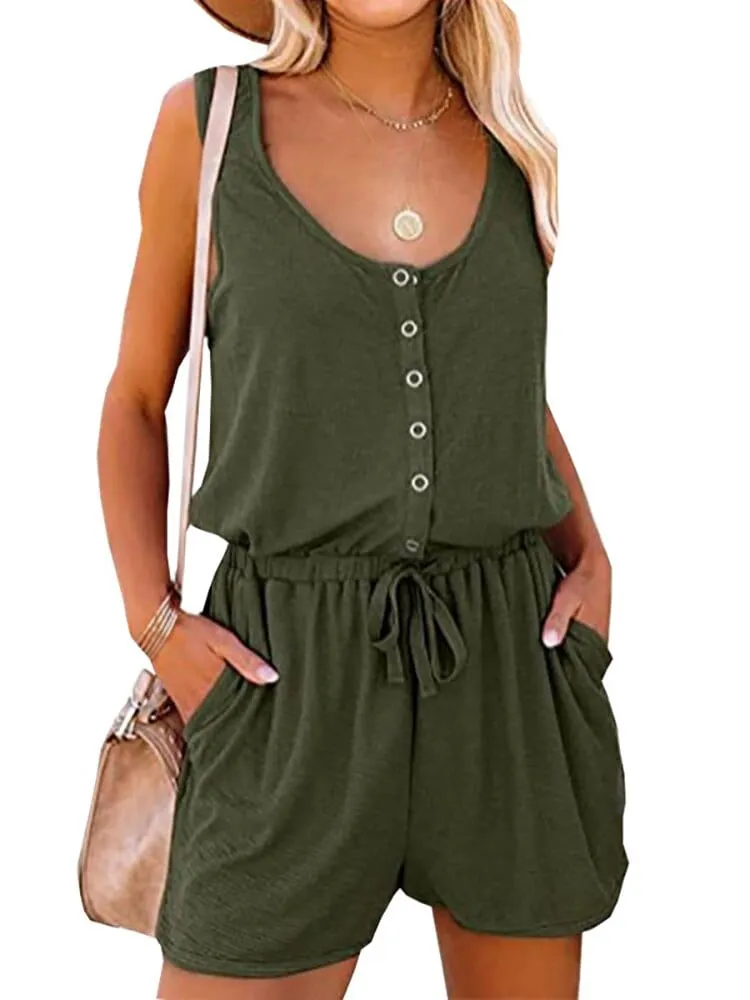 Sleeveless Button Up Romper