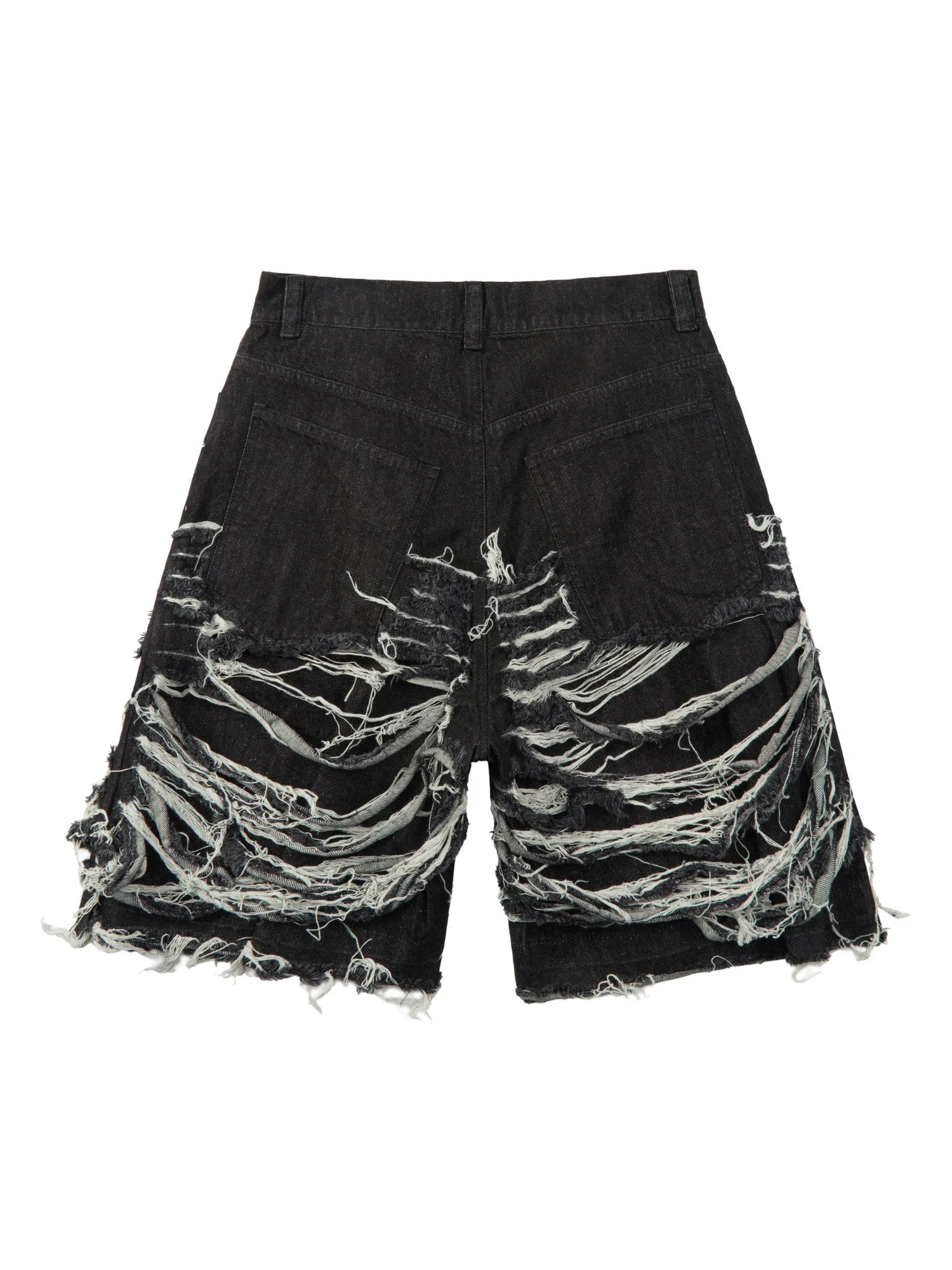 Thesupermade Heavy Washed Ripped Denim Hip-hop Jorts