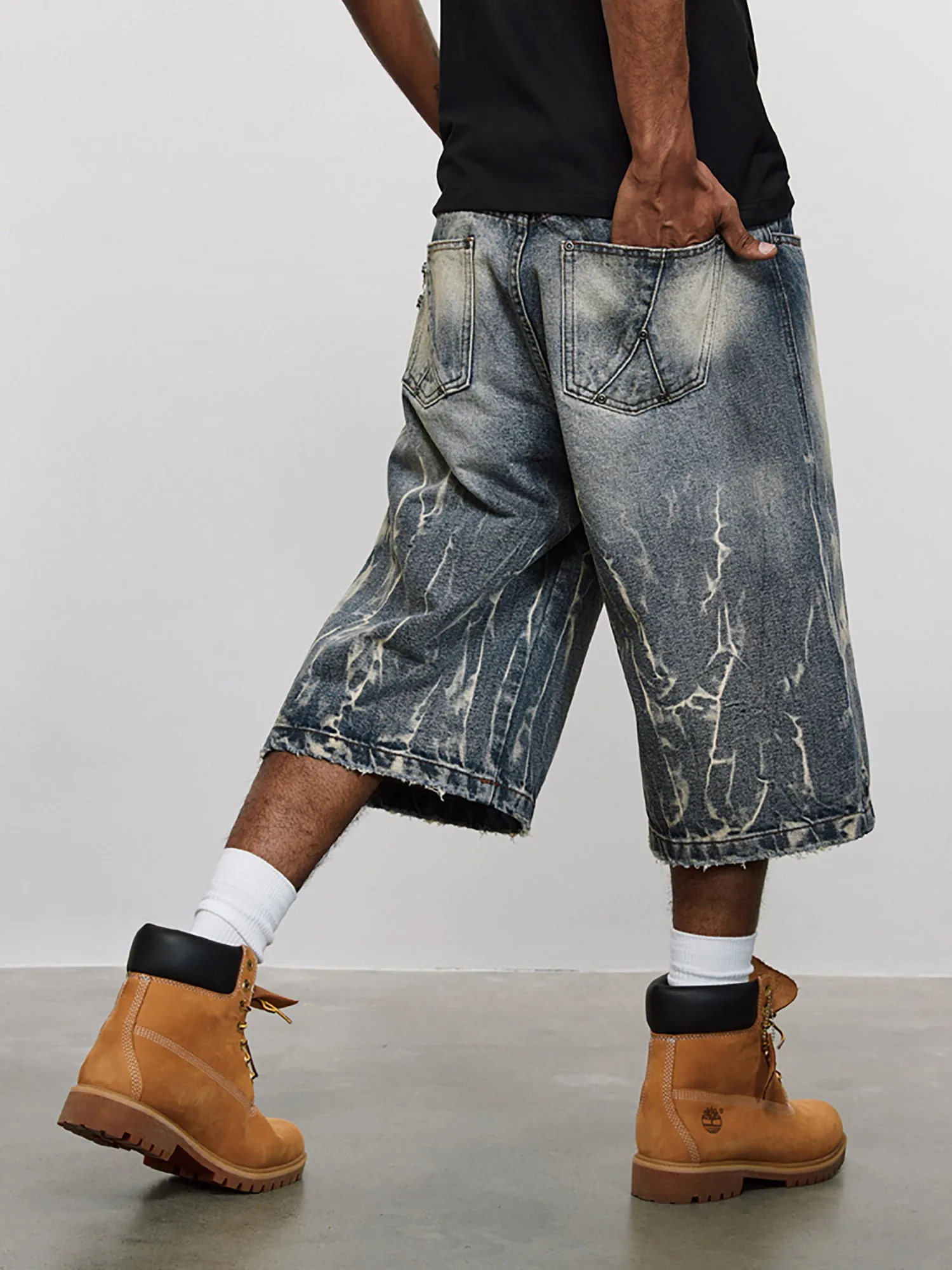 Thesupermade Lightning Pattern Denim Hip-hop Jorts