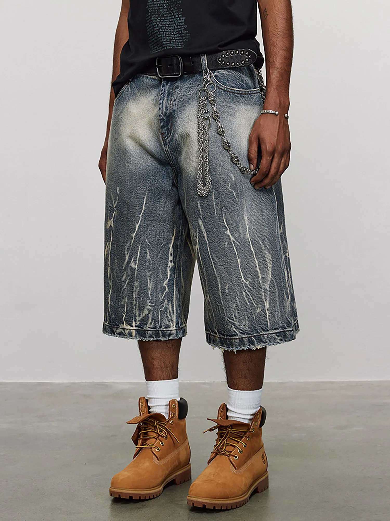 Thesupermade Lightning Pattern Denim Hip-hop Jorts