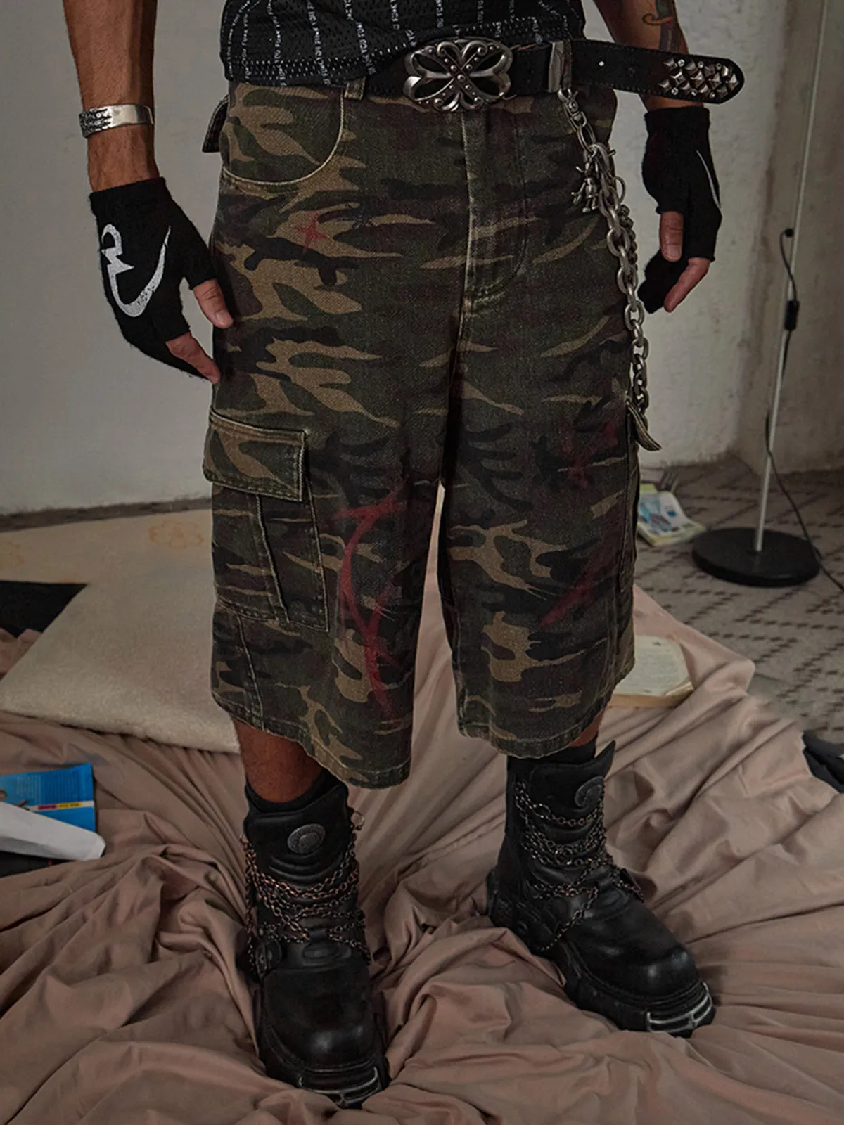 Thesupermade Multi Pockets Camo Jorts