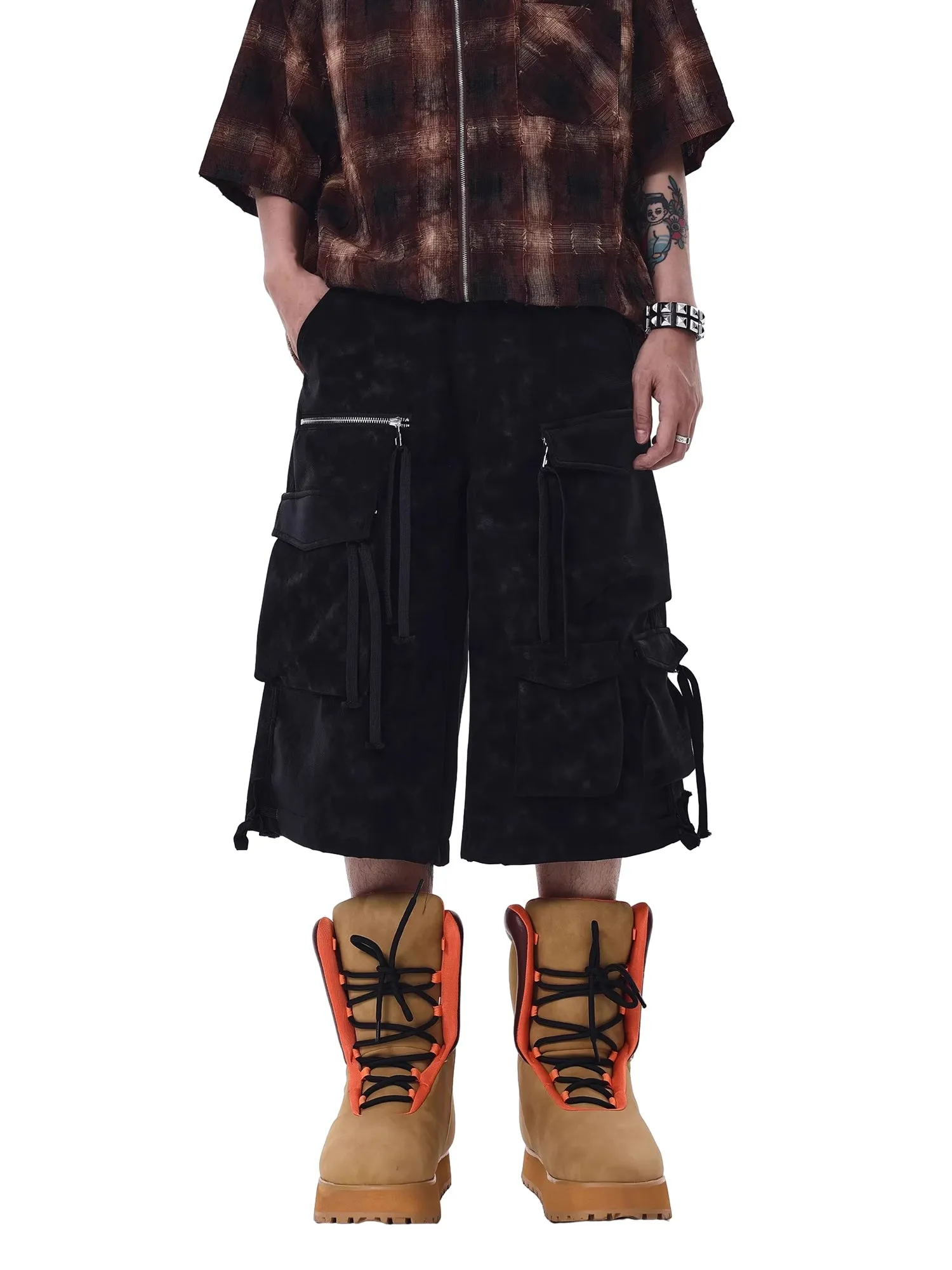 Thesupermade Punk Street Multi-pocket Workwear Jorts