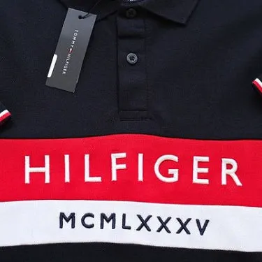 TM - Men 'Dark Blue' Hilfiger Embroidered Logo Polo TM885