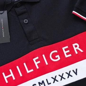 TM - Men 'Dark Blue' Hilfiger Embroidered Logo Polo TM885