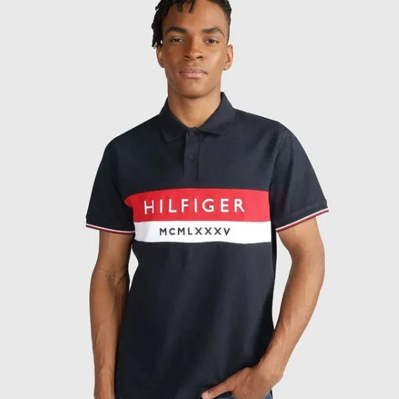 TM - Men 'Dark Blue' Hilfiger Embroidered Logo Polo TM885