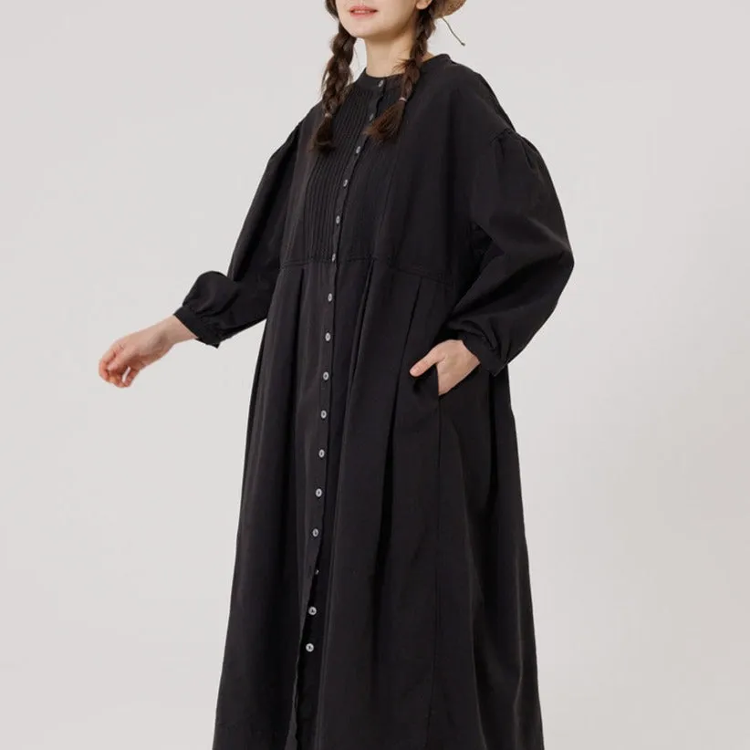 Volume sleeve pintuck dress