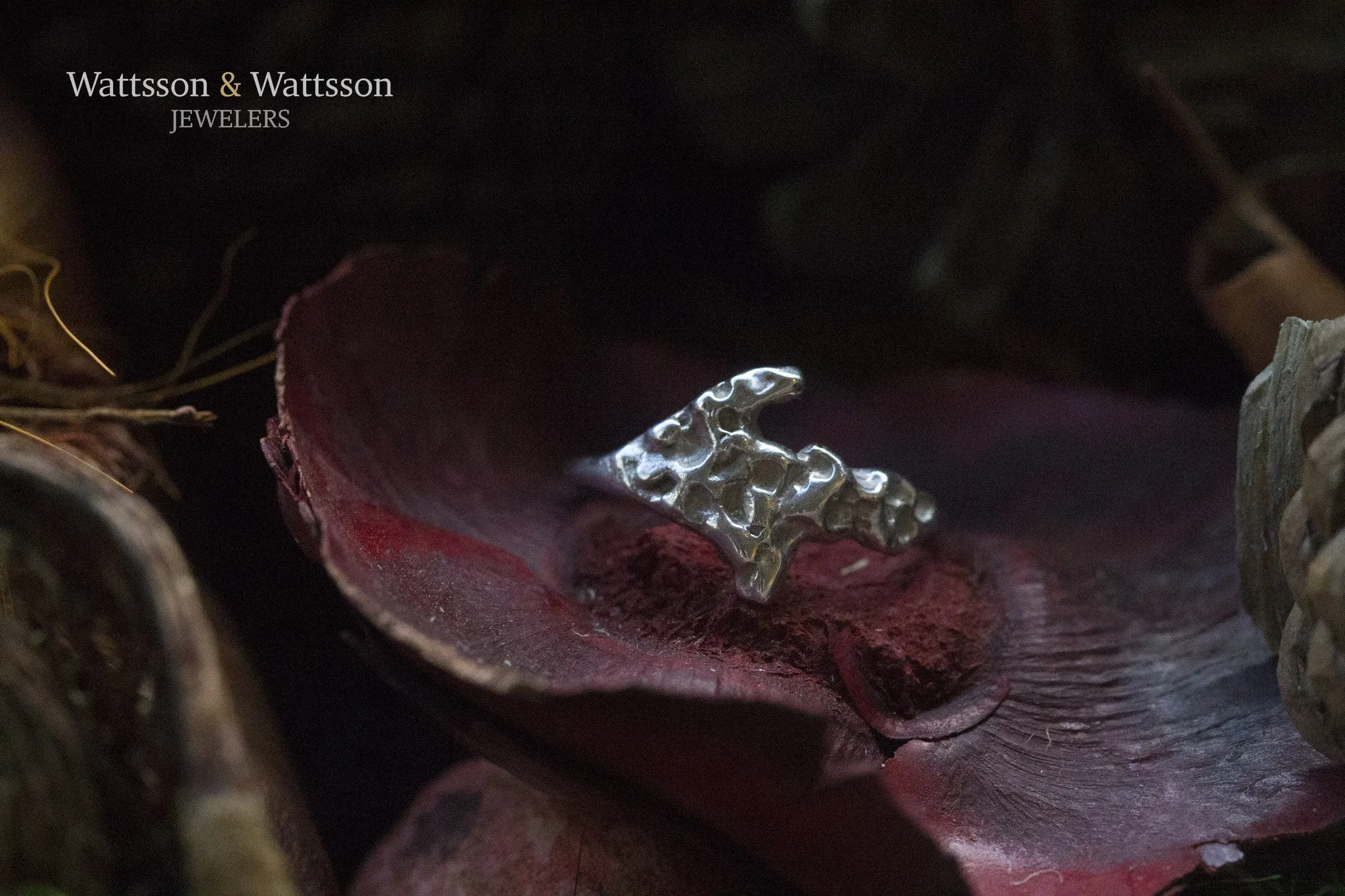 White Gold Upper Peninsula Nugget Ring